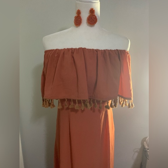 Offshoulder Vintage boho tassel Dress - Picture 3 of 6